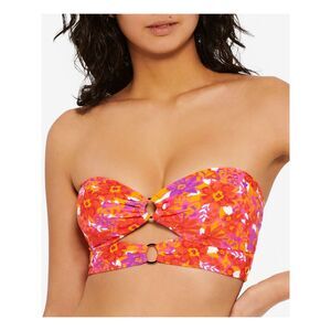 HULA HONEY Women's Orange Cutout Rings Tie Back Sweetheart Swimsuit Top M
